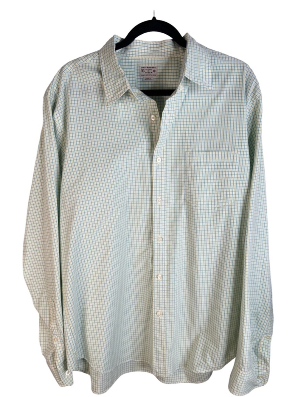 J. Crew Men's Blue Yellow White Small Check Button Down Long Sleeve Shirt Sz‎ XL